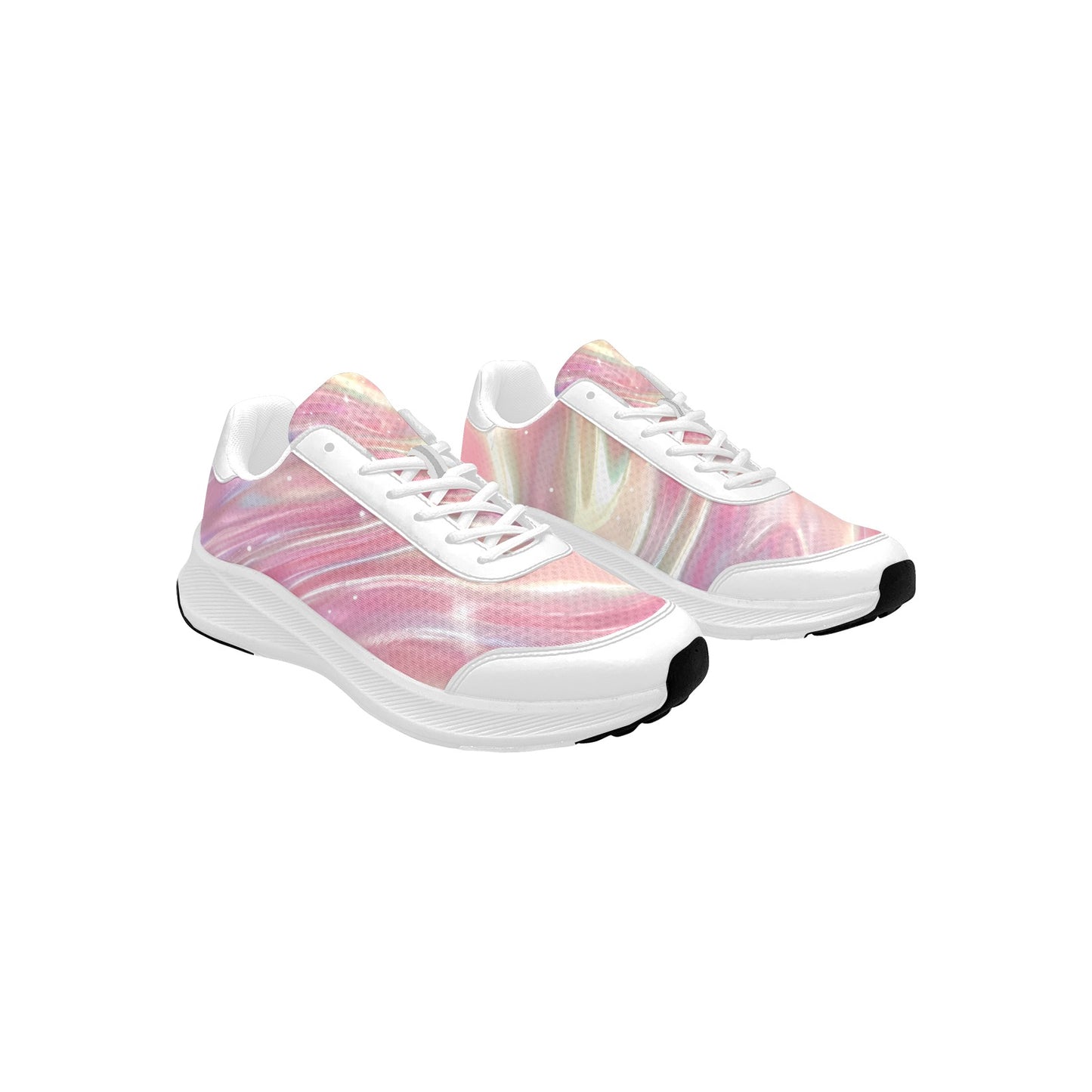 Women's Mudguard Running Shoes Holographic Rose Gold Waves Athletic