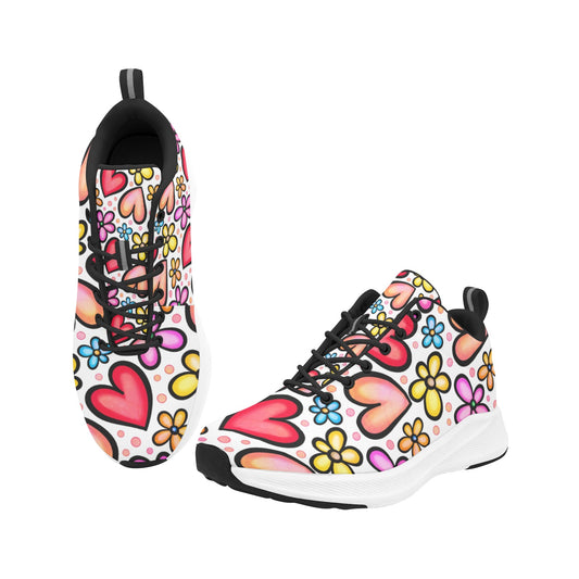 Women's Multi Colored Hearts Flowers Running Shoes Athletic Footwear