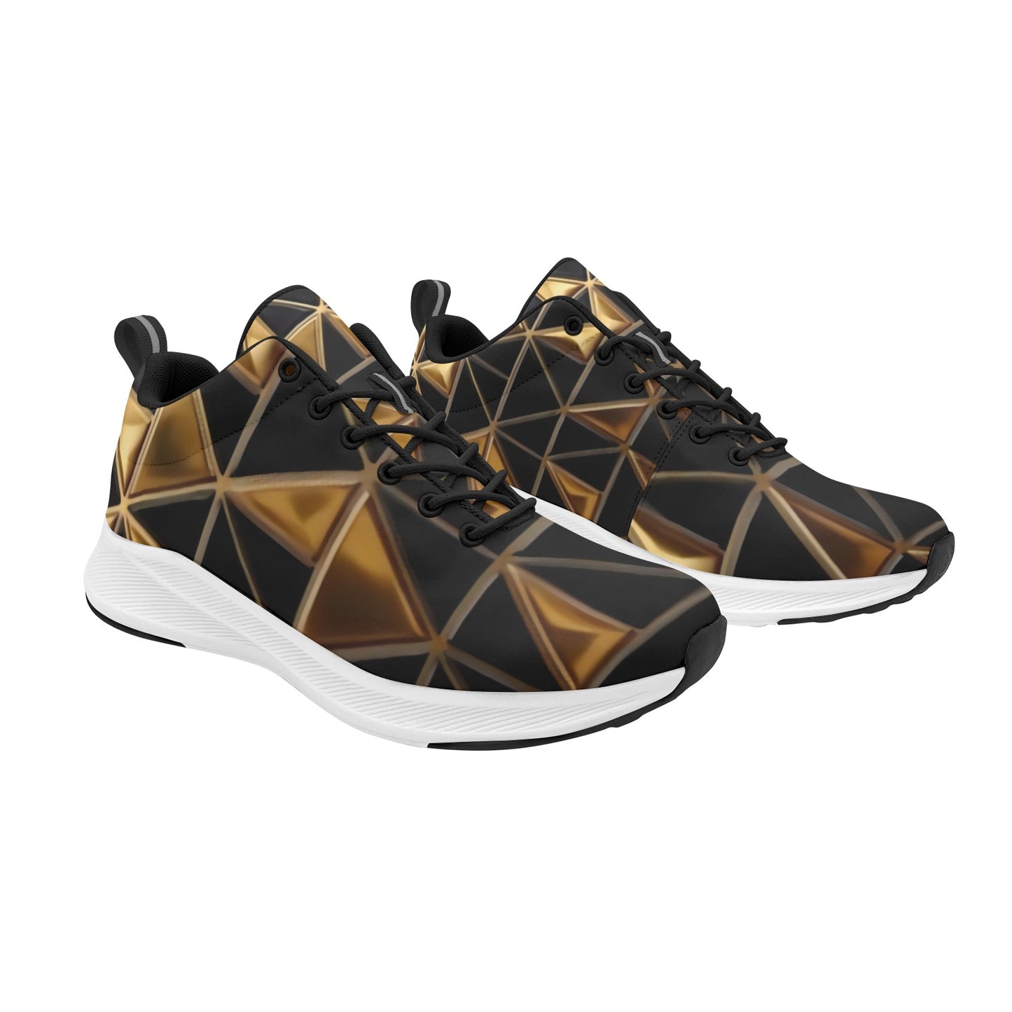 Gold Black Triangles Women's Running Shoes Athletic Footwear