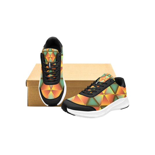 Green Orange Triangles Women's Mudguard Running Shoes Athletic Footwear