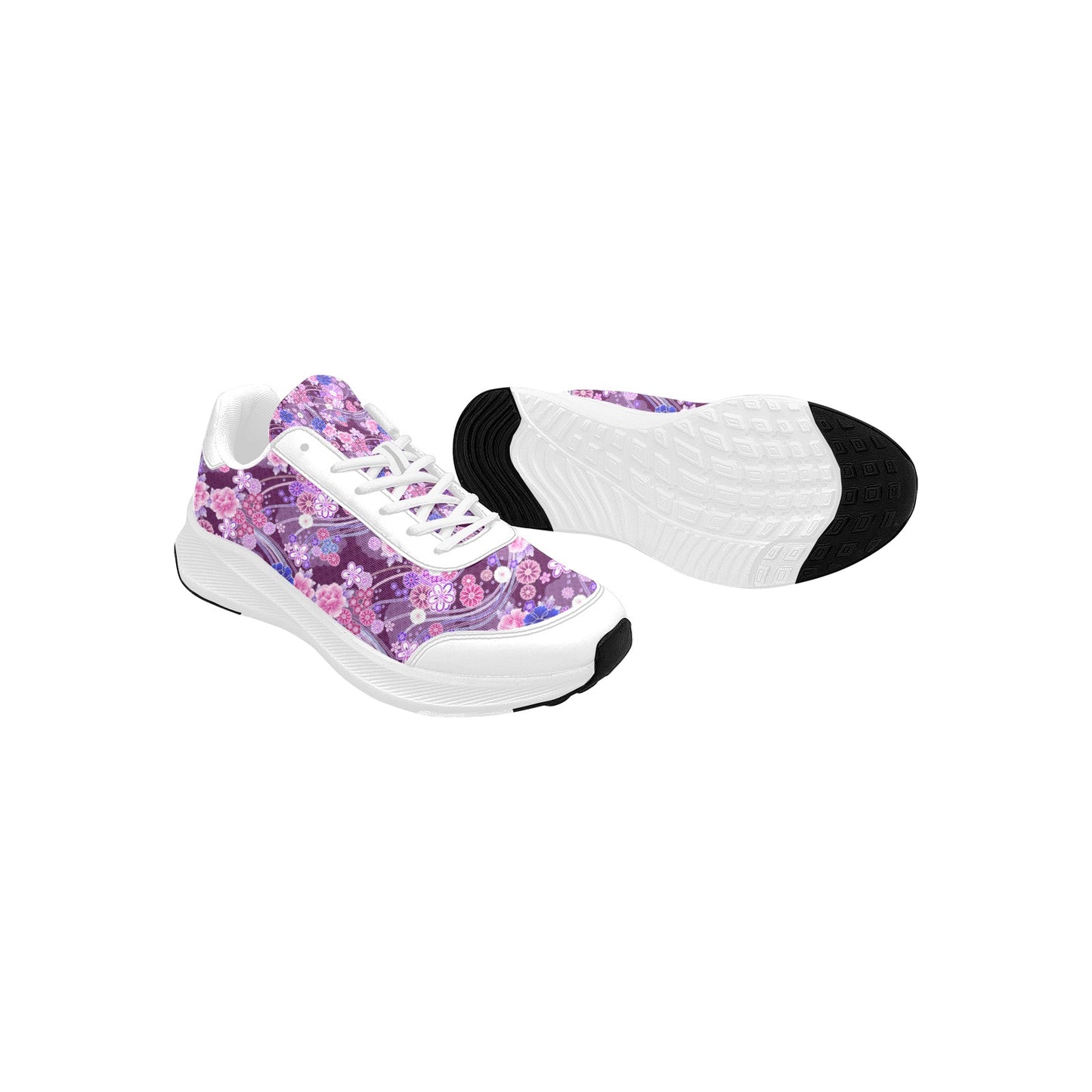 Pink Lavender Floral Women's Mudguard Running Shoes Athletic Footwear