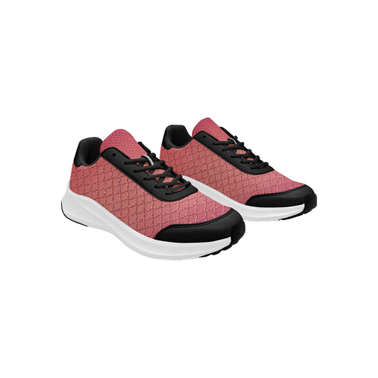 Magenta Gold Scallops Print Women's Mudguard Running Shoes Athletic