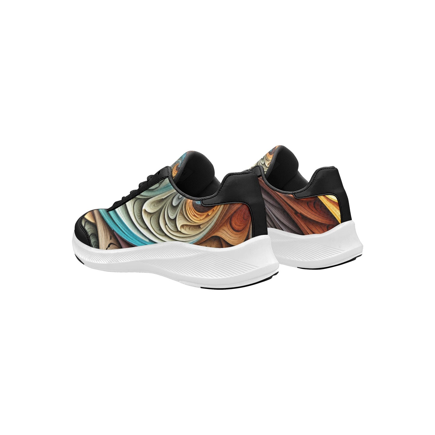 Multicolored Fractal Swirling Women's Mudguard Running Shoes