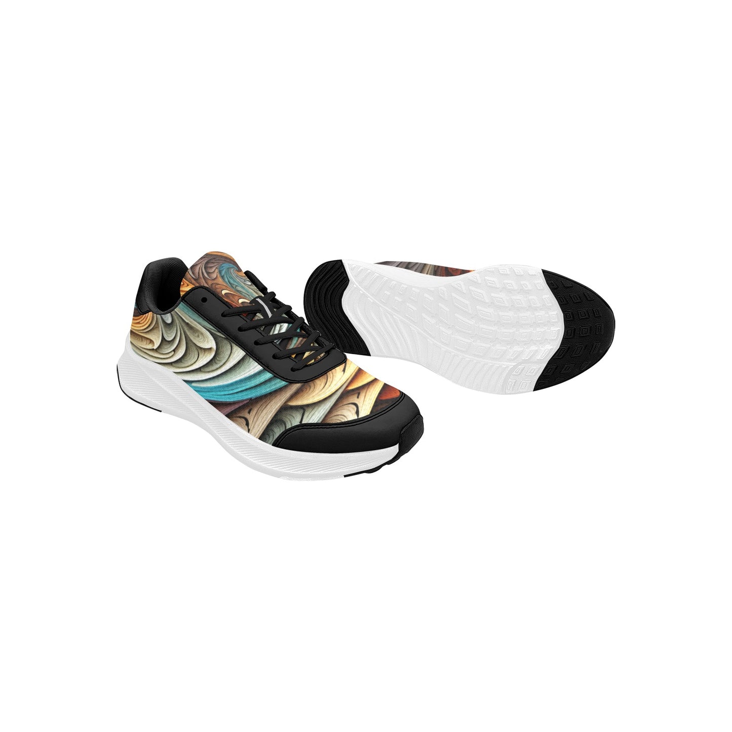 Multicolored Fractal Swirling Women's Mudguard Running Shoes