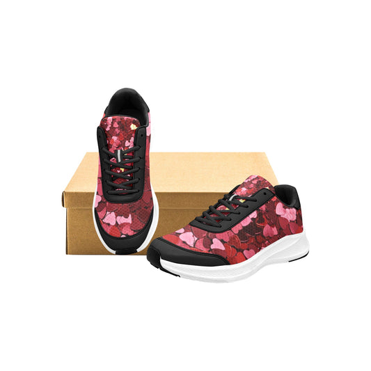 Women's Mudguard Running Shoes Red to Pink Hearts Athletic Footwear