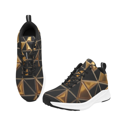 Gold Black Triangles Women's Running Shoes Athletic Footwear