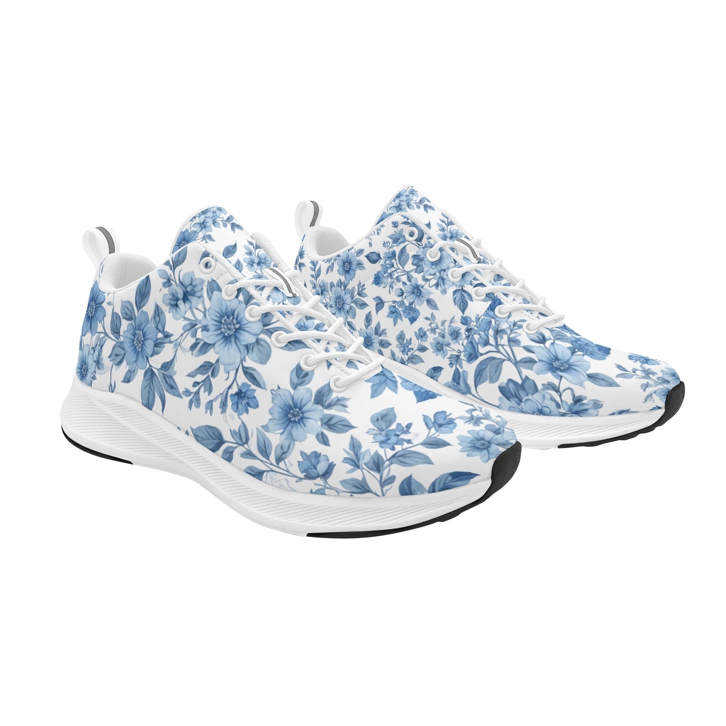 Women's Light Blue Floral Designed Running Shoes Athletic Footwear