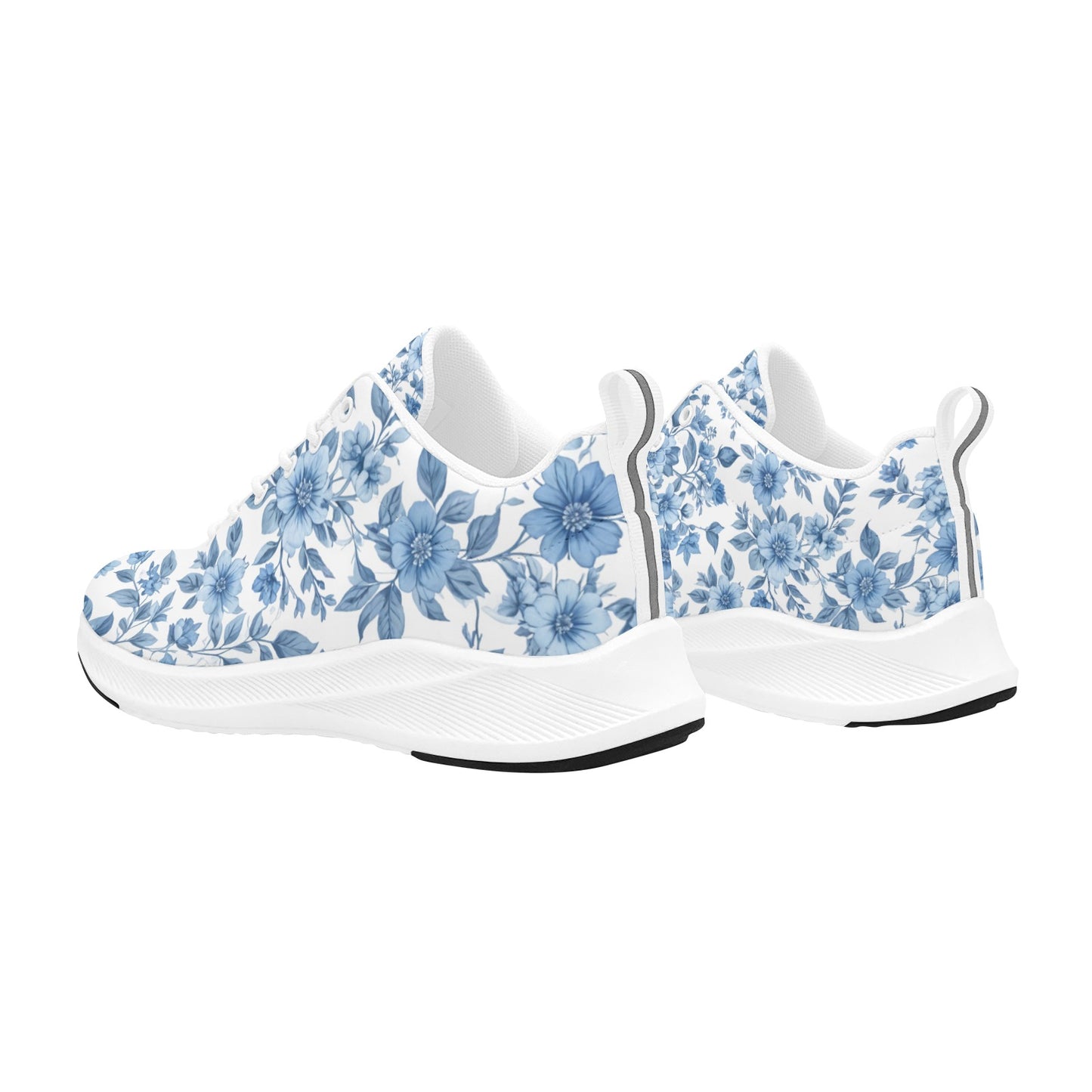Women's Light Blue Floral Designed Running Shoes Athletic Footwear