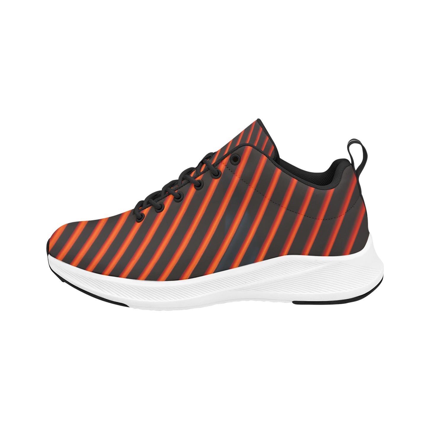 Women's Bright Red Black Striped Running Shoes Athletic Sneakers