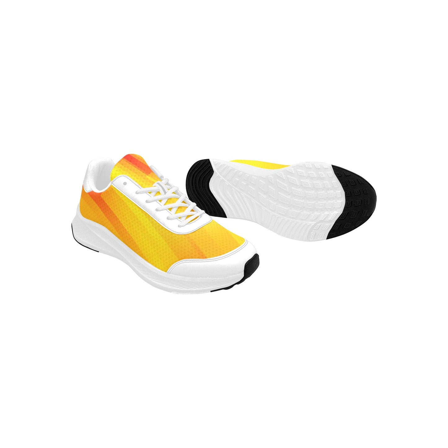 Women's Mudguard Running Shoes Red Yellow Striped Athletic Footwear