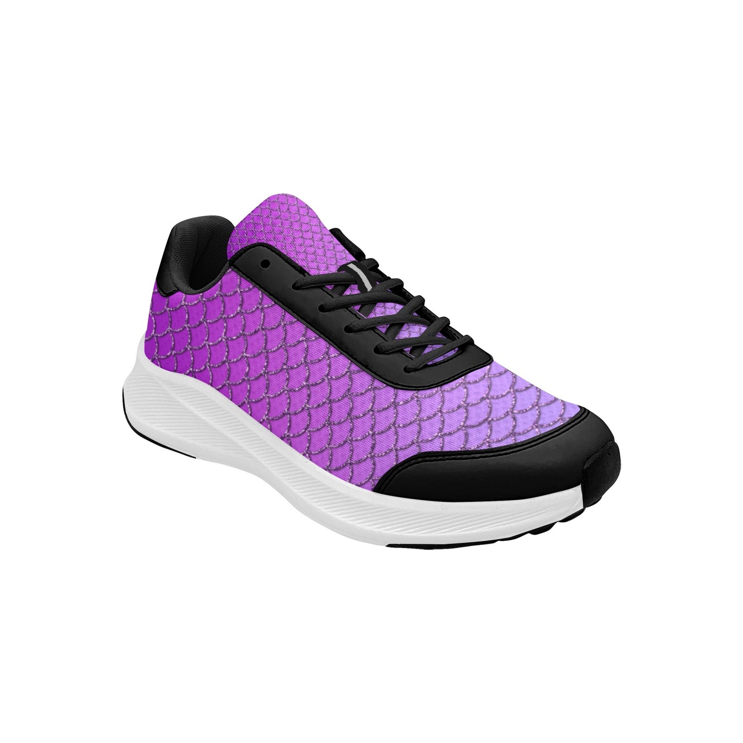 Purple Gold Scallop Print Women's Mudguard Running Shoes Athletic