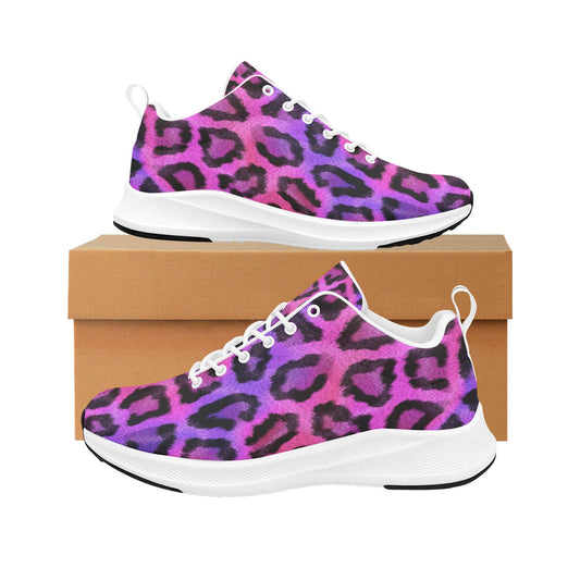Pink Black Leopard Skin Print Women's Running Shoes Athletic Footwear