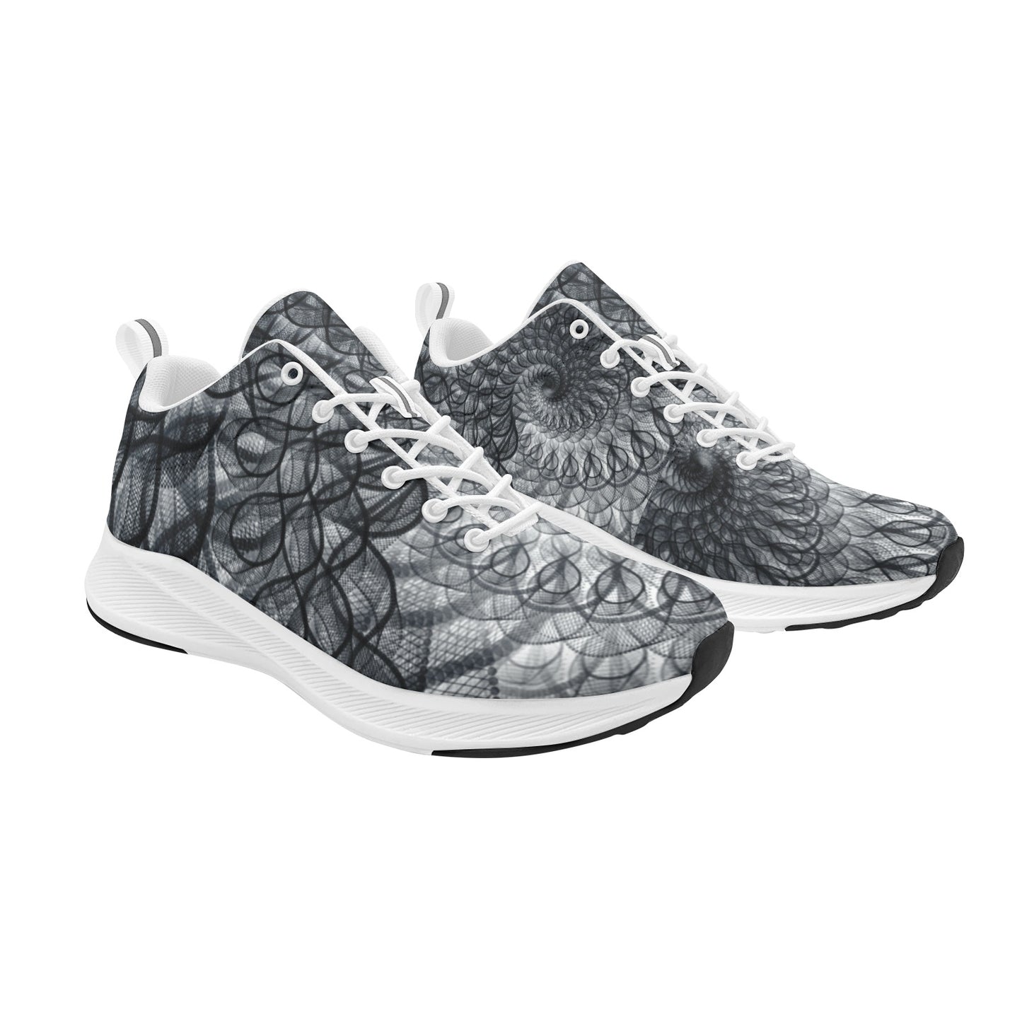 Black Fishnet Swirls Women's Running Shoes Athletic Footwear