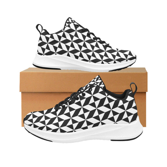 Black White Half Squared Blocks Women's Running Shoes Athletic Footwear