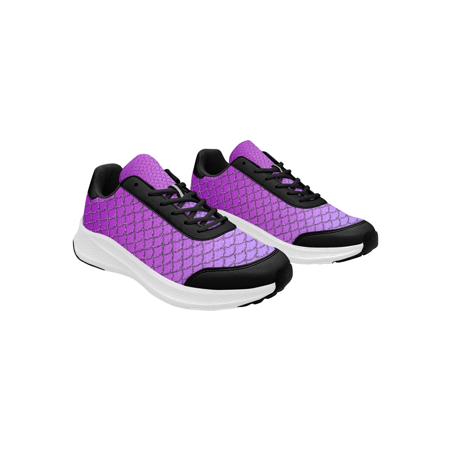 Purple Gold Scallop Print Women's Mudguard Running Shoes Athletic