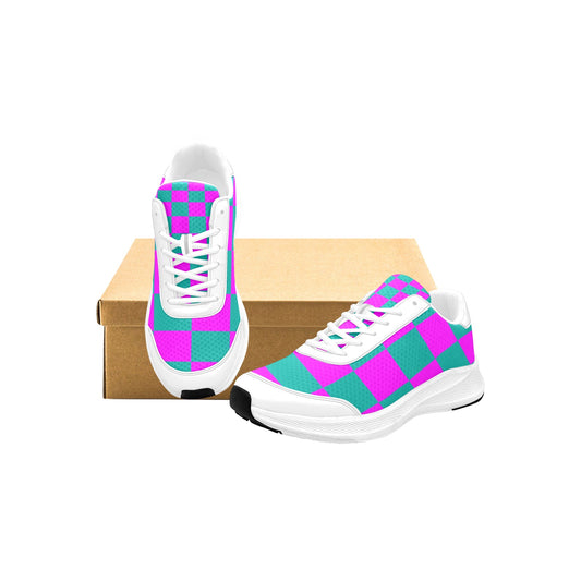 Women's Vibrant Pink Green Squared Mudguard Running Shoes Athletic