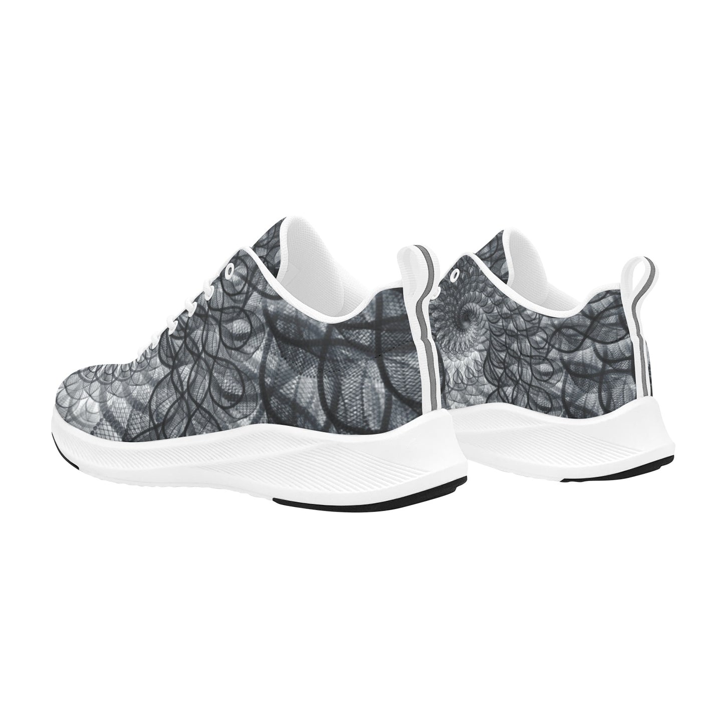Black Fishnet Swirls Women's Running Shoes Athletic Footwear