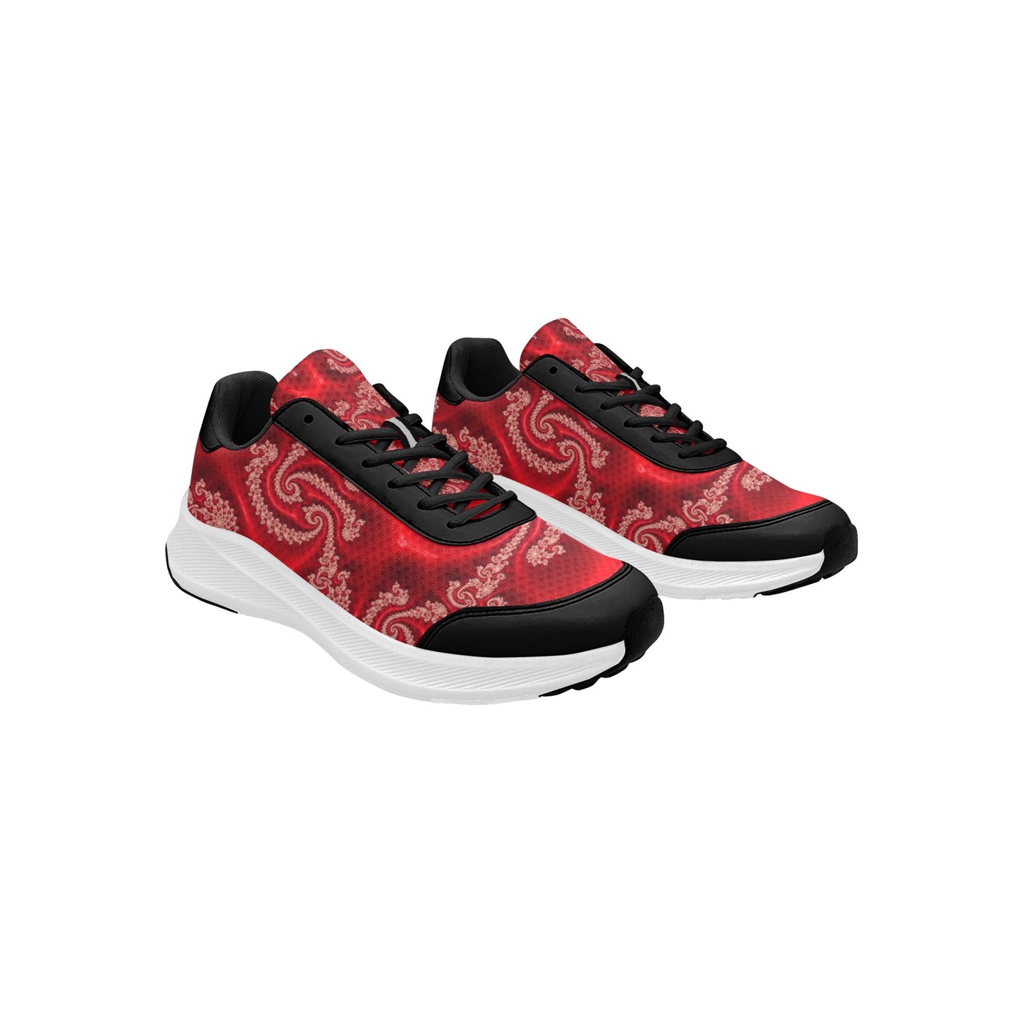 Rich Red Satin Print Women's Mudguard Running Shoes Athletic Footwear