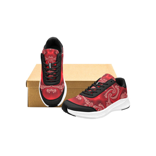Rich Red Satin Print Women's Mudguard Running Shoes Athletic Footwear