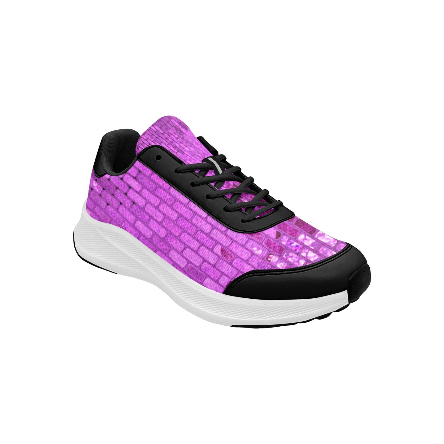 Hot Pink Bricks Print Women's Mudguard Running Shoes Athletic Wear