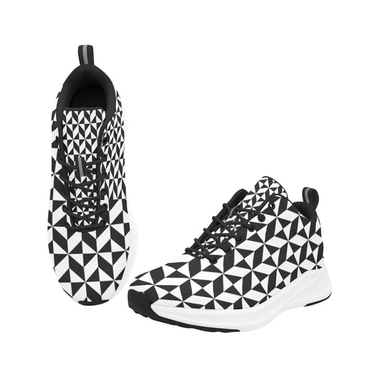Black White Half Squared Blocks Women's Running Shoes Athletic Footwear