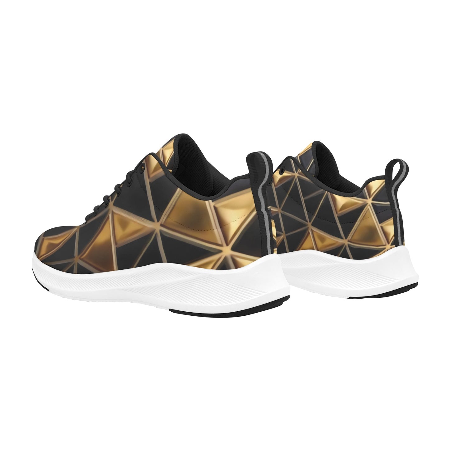 Gold Black Triangles Women's Running Shoes Athletic Footwear